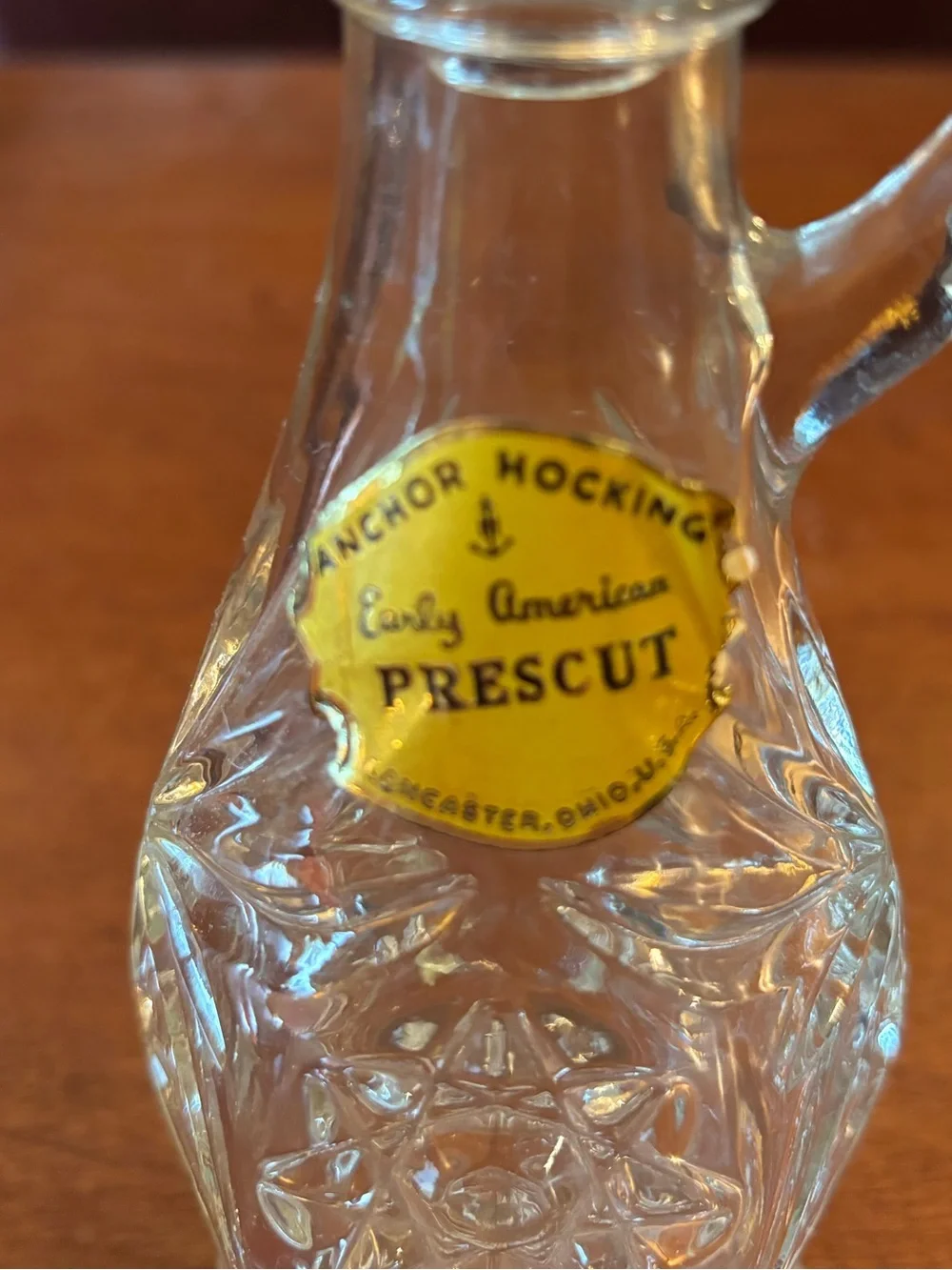 vintage Anchor Hocking Early American Prescut clear glass oil or vinegar cruet